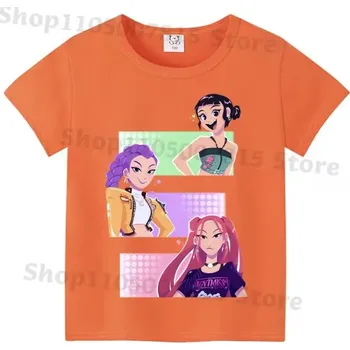 KPop Demon Hunters (Lovkyně démonů) Dětské barevné tričko s potiskem KPop Demon Hunters (oranžové) Varianta: No. 1, Velikost: 160