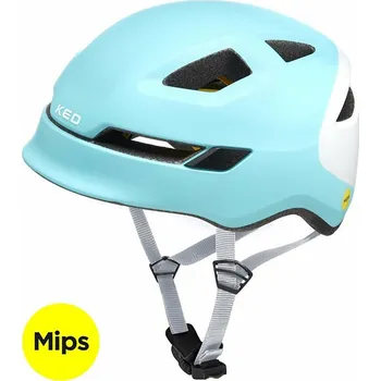 Cyklistická přilba přilba KED Pop Mips S iceblue white 48-52 cm (juniorská přilba s technologií MIPS pro malé závodníky, K-Fit upínací systém s integrovanou zadní blikačkou)