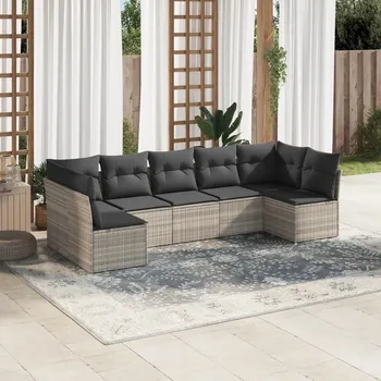 Sedací souprava zahradní ratan VidaXL šedá 7 ks