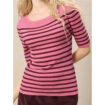 Dámské tričko Sinsay - Svetrová blůza s krátkými rukávy - růžová - 163FK-38M - 163FK-38M-S