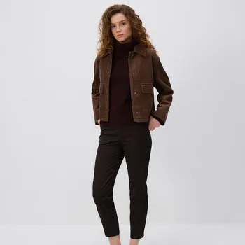 Dámské kalhoty Reserved - Cigaretové kalhoty s páskem - tmavě hnědá - 496GG-89X - 496GG-89X-38