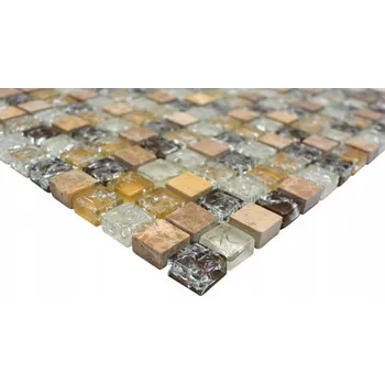 Obklad Skleněná mozaika, skleněná dlaždice mix hnědá-béžová