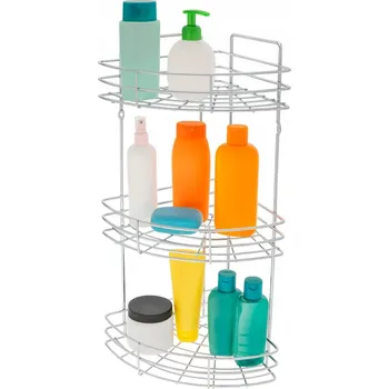 Drátěná police Rohová polička do sprchy, koupelnová, 3 patra