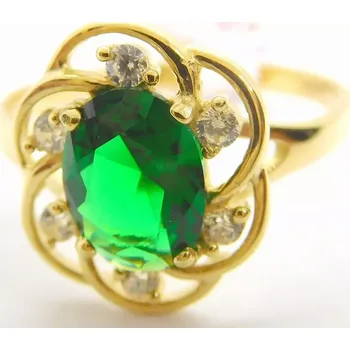 Prsten Klenoty Budín Mohutný zlatý prsten s velkým zeleným smaragdem 585/2,40gr vel. 59 HK1241 (Klenoty Budín Mohutný zlatý prsten s velkým zeleným smaragdem 585/2,40gr vel. 59 HK1241)