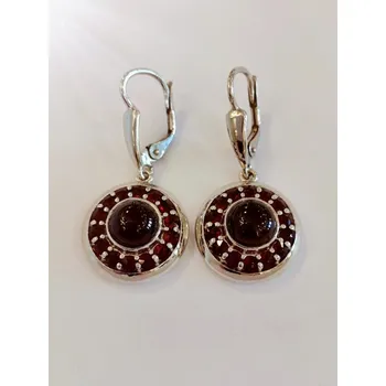 Náušnice Stříbrné náušnice s českými granáty, rhodiované