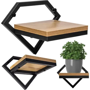 Stojan na květiny Nástěnný květinový stojan DORON černý/dub craft