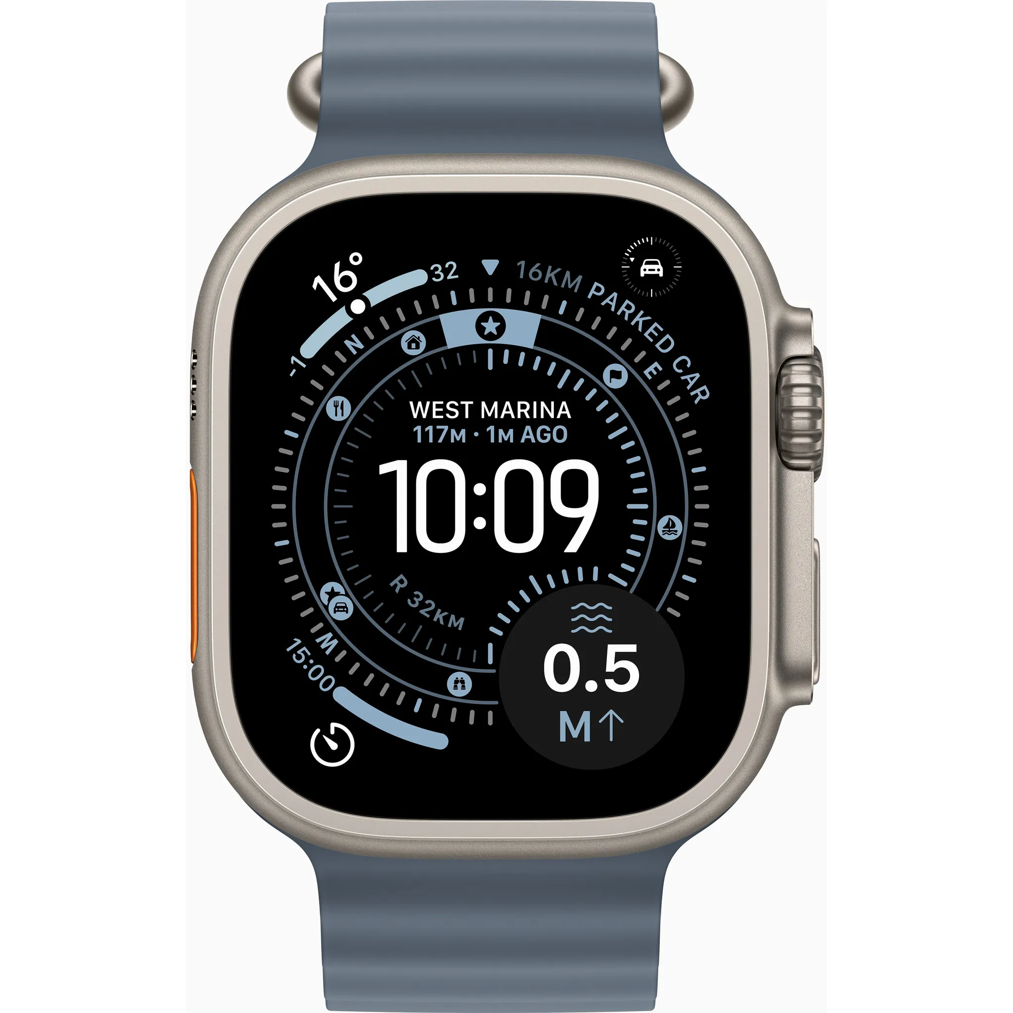 Fotografie 1 - Chytré hodinky Apple Watch Ultra 3 49 mm přírodní titan s ocelově modrým oceánským řemínkem