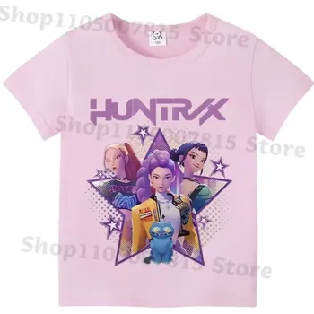 KPop Demon Hunters (Lovkyně démonů) Dětské barevné tričko s potiskem KPop Demon Hunters (růžové) Varianta: No. 4, Velikost: 130