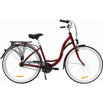 Městské kolo kolo STORM Barcelona 28" 3sp. 19" bordó (kolo City dámské, rám ocel, nosič, dvojté ráfky Al, náboj Shimano Nexus 3°, sedlo gel, komfortní gripy, led osvětlení)