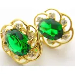 Klenoty Budín Dámské klasické zlaté náušnice se zelenými smaragdy a zirkony 585/2,81gr HK2346 (Klenoty Budín Dámské klasické zlaté náušnice se zelenými smaragdy a zirkony 585/2,81gr HK2346)
