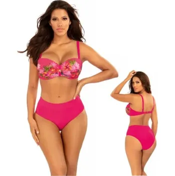 Dámské plavky Dámské dvoudílné plavky Bali 2 S730BL2-1 tm. růžová-květy - Self 40E