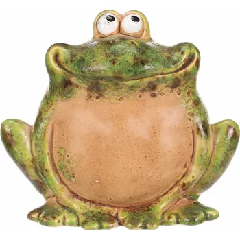 Zahradní dekorace Keramická zahradní dekorace Roztomilá žába, 13 x 10 x 12 cm, 13 cm, zelená