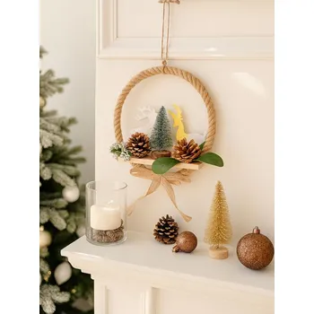 Vánoční dekorace Sinsay - Vánoční dekorativní věnec s vánočním stromkem - hnědá - 834FP-88X - 834FP-88X-ONE