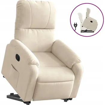 Křeslo Rozkládací křeslo s funkcí zvedání, béžové, mikrovlákno, 75x89,5x103 cm