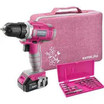 POŠK. OBAL vrtací šroubovák aku, růžový, 12V Li-ion, 1300mAh, v tašce