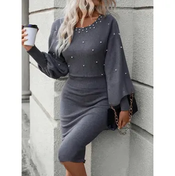 Dámské šaty Dámské pletené šaty Barva: Šedá, Velikostní tabulka: XL