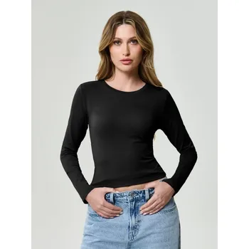 Oblečení a móda Sinsay - Hladká halenka s&nbsp;dlouhými rukávy - černá - 477EU-99X - 477EU-99X-XL