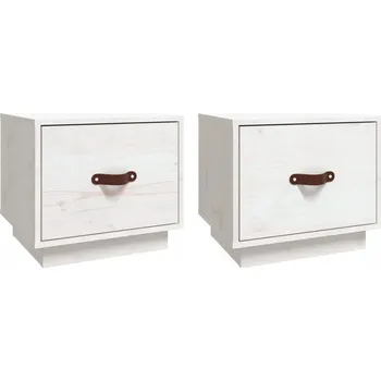 Noční stolek Šuplík noční z borovicového dřeva, bílá, 40x34x35 cm