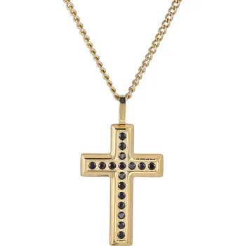 Náhrdelník Free Style Přívěsek křížek z chirurgické oceli + řetízek PSS1245 Barva: Zlatá
