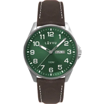 Hodinky LAVVU Pánské hodinky BERGEN Green / Top Grain Leather se svítícími čísly LWM0147 (POŠTOVNÉ ZDARMA!!!)