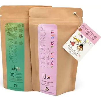 LUHA Colostrum s acerolou pro děti + Probiotika obohacená o vitamíny B3 B5 B6, zvýhodněná cena