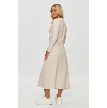 Dámské šaty Klasické dlouhé šaty Makadamia M847 - světlé bežové Světle béžová M(38)