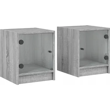 Noční stolek Šedý noční stolek 35x37x42 cm - Dub Sonoma