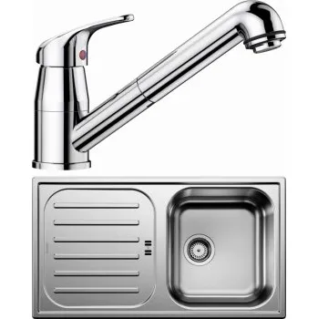 Nerezový dřez Blanco SET 02-B 25 Flex Pro 45 S Přírodní lesk + Daras-S Chrom