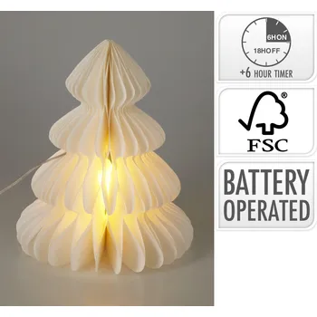 dekorace STROM 28cm 6LED papír BÍ