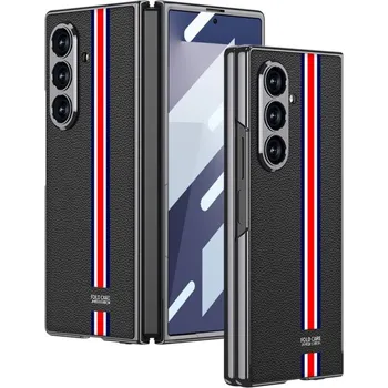 Pouzdro na mobilní telefon VSECHNONAMOBIL 121247 GKK LEATHER Kryt se sklem pro Samsung Galaxy Z Fold7 5G BLACK-RED