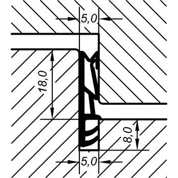 Těsnění karosérie PRIMO Těsnění vchodových dveří SKF 5456,falc 18mm, plast bílý (50 ks)