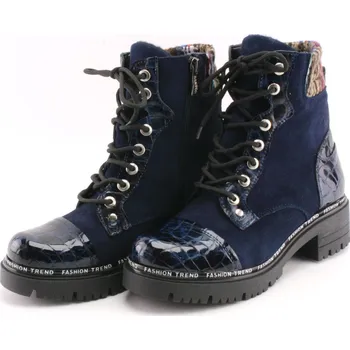Dámské kozačky Dámská kožená zimní zateplená luxusní obuv DZ 21242 modrá 41