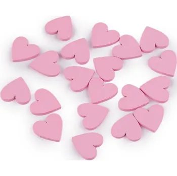 Dřevěné srdce k nalepení / dozdobení - růžová sv. (20 ks)