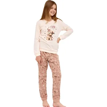 Dívčí pyžamo Dívčí pyžamo Cornette Young SweetDog pudr velikost 134/140