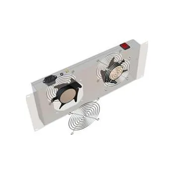 Ventilační jednotka 19" vertikální 220V/30W, 4U, 2x ventilátor, termostat, černá