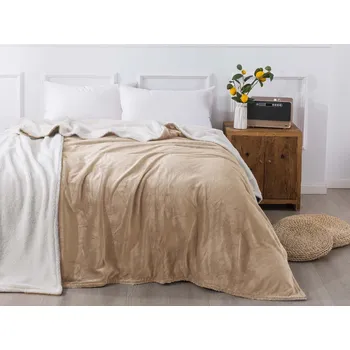 deka XPOSE® Mikroplyšová deka Exclusive s beránkem - béžová 140x200 cm, Mikroplyš s beránkem + Prodloužená možnost vrácení zboží do 50 dnů