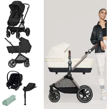 Kočárek CYBEX EOS Lux Set Moon Black + Aton B2 i-Size Black + Deka Sage Green