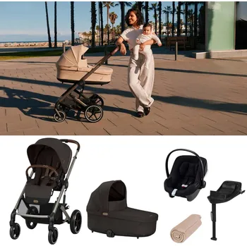 Kočárek CYBEX Výhodný set Balios Chocolate Brown + Lůžko + Autosedačka se základnou