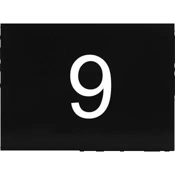 Samolepicí štítek s číslem, 40 x 30 mm, číslo 9, plast černý lesklý