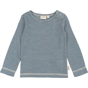 Dětské triko s dlouhým rukávem z merino vlny PETIT PIAO - modré Ensign blue/dark off white Velikost: 122