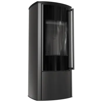 Krbová kamna Volně stojící ocelový sporák KOZA KRATKI AB ENYO R 5,5 kW, průměr 100/150 černá Thermotec KOZA/AB/ENYO/R/BLACK
