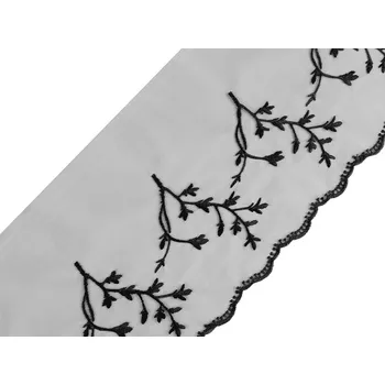 Krajka Výprodej - Vyšívaný prýmek / krajka na monofilu šíře 16 cm - černá 13,5m Varianta: 2 černá, Balení: 13.5 m