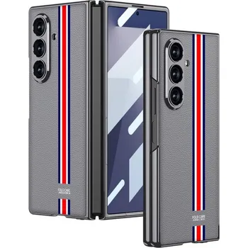 Pouzdro na mobilní telefon VSECHNONAMOBIL 121249 GKK LEATHER Kryt se sklem pro Samsung Galaxy Z Fold7 5G GREY-RED