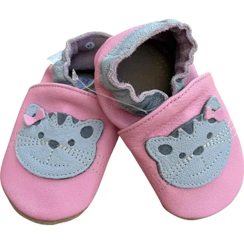 Capáčky baBice kožené capáčky kočička růžová capáčky: 12/18m