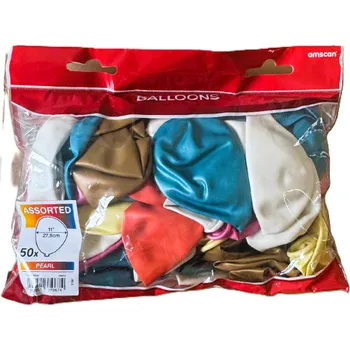 Balónek Amscan Výhodné balení50ks klasický latexový balónek 28 cm - perleťový