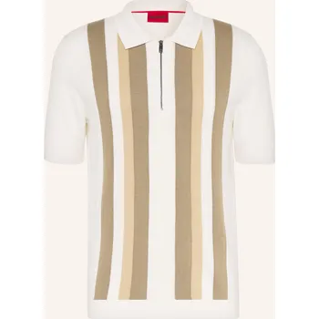 Hugo Pánská Úpletová Polokošile Sholpon, bílá / světle hnědá...