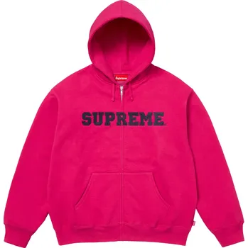 Pánská mikina Supreme Collegiate Appliqué Zip Up Hooded Sweatshirt / Fuchsia Barva: Růžová, Velikost: XL