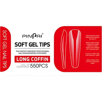 Gelové tipy Long coffin, 550 ks