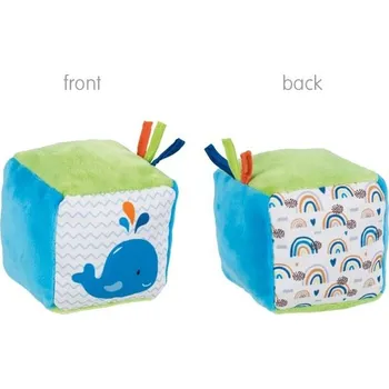 Výuková hračka Goki Textilní motorická kostka Velryba/Duha