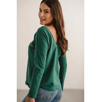 Oboustranné těhotenské a kojicí tričko Two Ways – láhvově zelené, bavlna, dlouhý rukáv Velikost: L